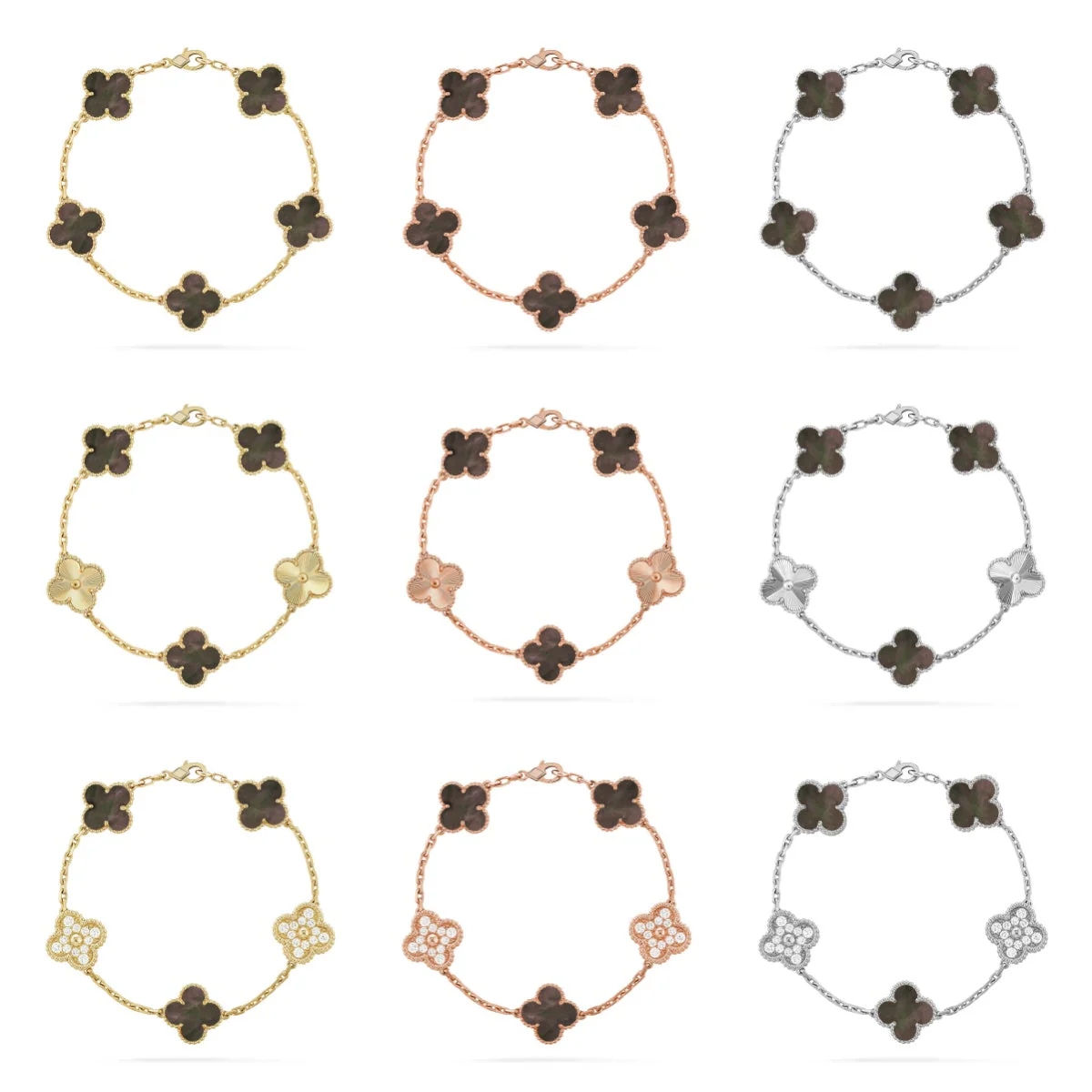 [⭐Luxus] CLOVER 5 MOTIV GRAU MOP ARMBAND KOLLEKTION