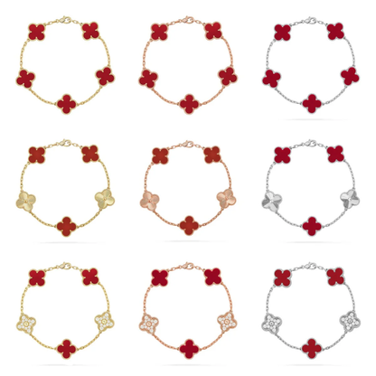 [⭐Luxus] CLOVER 5 MOTIV ARMBAND KOLLEKTION MIT ROTEM KARNEOL