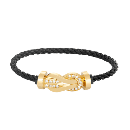 [Luxery]CHANCE LARGE 8 FIGURE BUCKLE HALF DIAMOND BRACELET GOLD