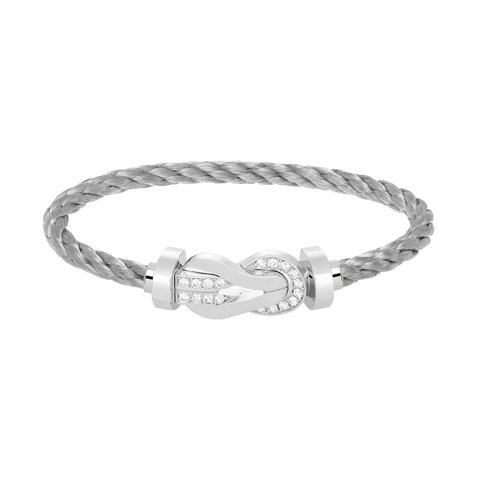 [Luxery]CHANCE LARGE 8 FIGURE BUCKLE HALF DIAMOND BRACELET SILVER