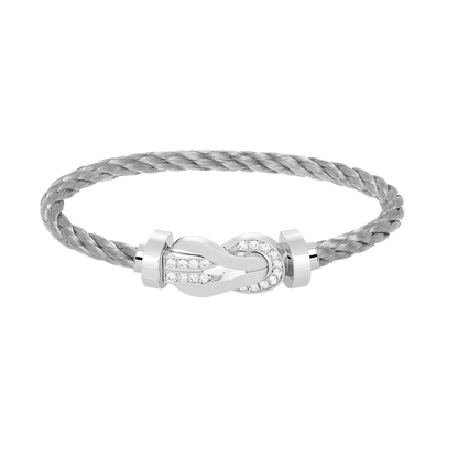 [Luxery]CHANCE LARGE 8 FIGURE BUCKLE HALF DIAMOND BRACELET SILVER