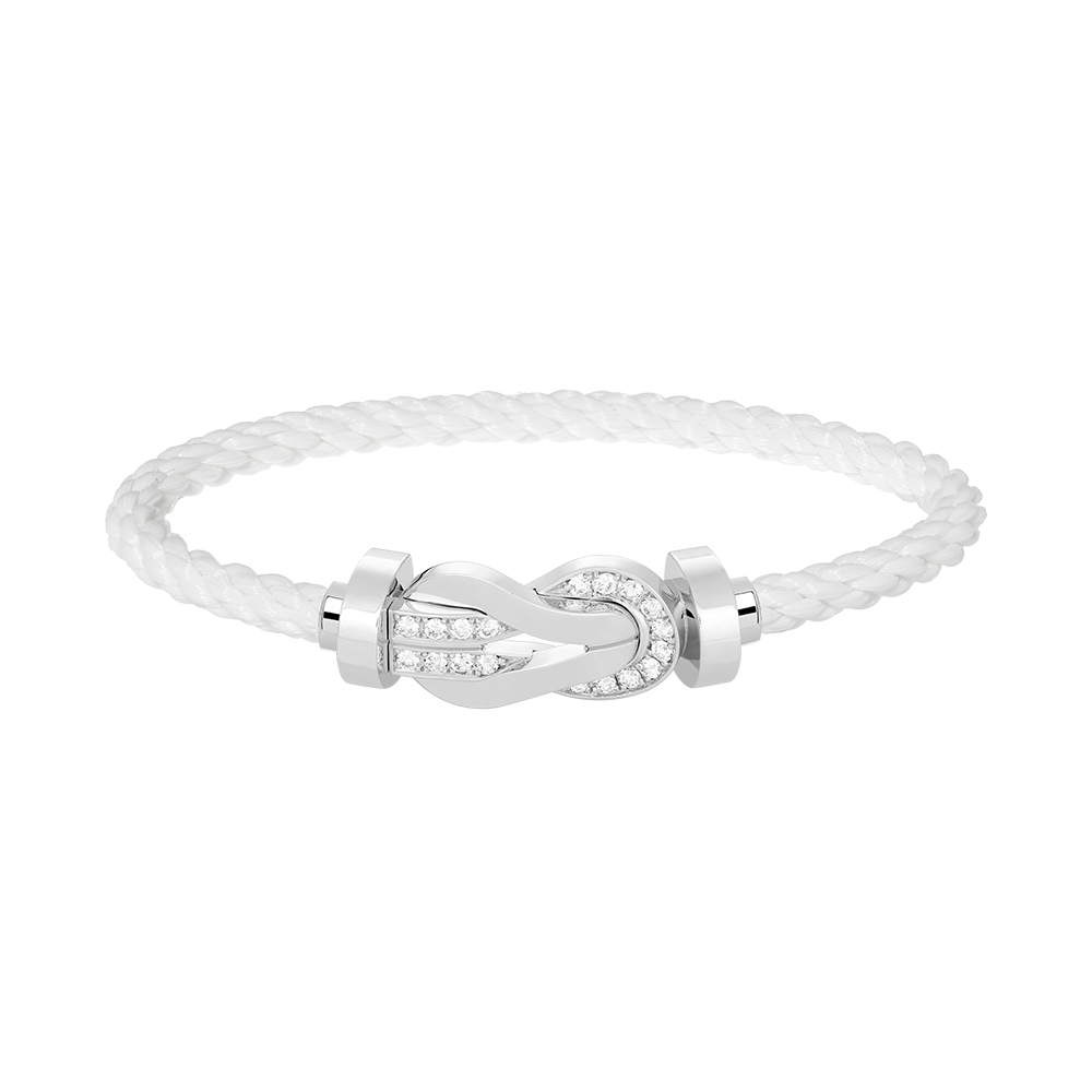 [Luxery]CHANCE LARGE 8 FIGURE BUCKLE HALF DIAMOND BRACELET SILVER