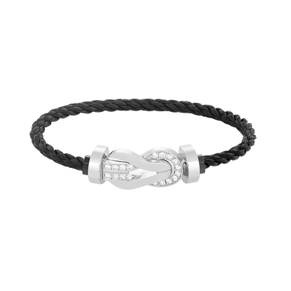 [Luxery]CHANCE LARGE 8 FIGURE BUCKLE HALF DIAMOND BRACELET SILVER