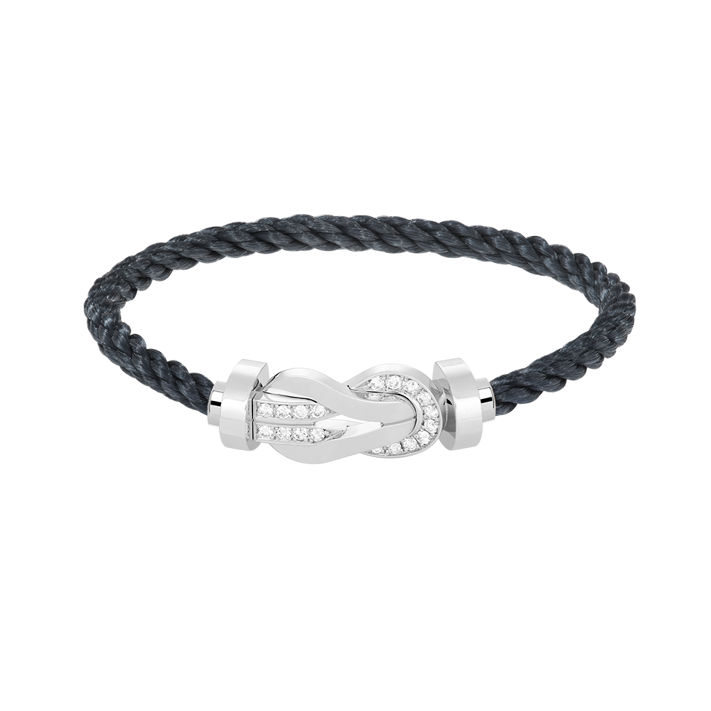 [Luxery]CHANCE LARGE 8 FIGURE BUCKLE HALF DIAMOND BRACELET SILVER