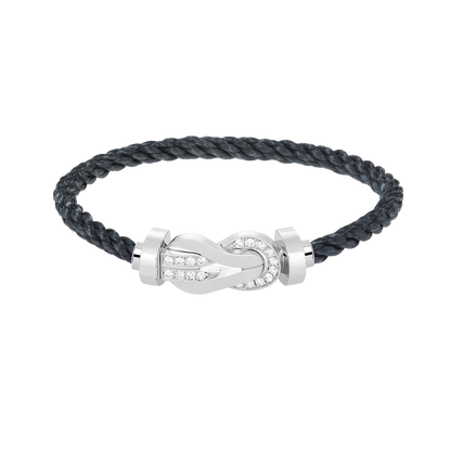 [Luxery]CHANCE LARGE 8 FIGURE BUCKLE HALF DIAMOND BRACELET SILVER