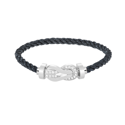 [Luxery]CHANCE LARGE 8 FIGURE BUCKLE HALF DIAMOND BRACELET SILVER