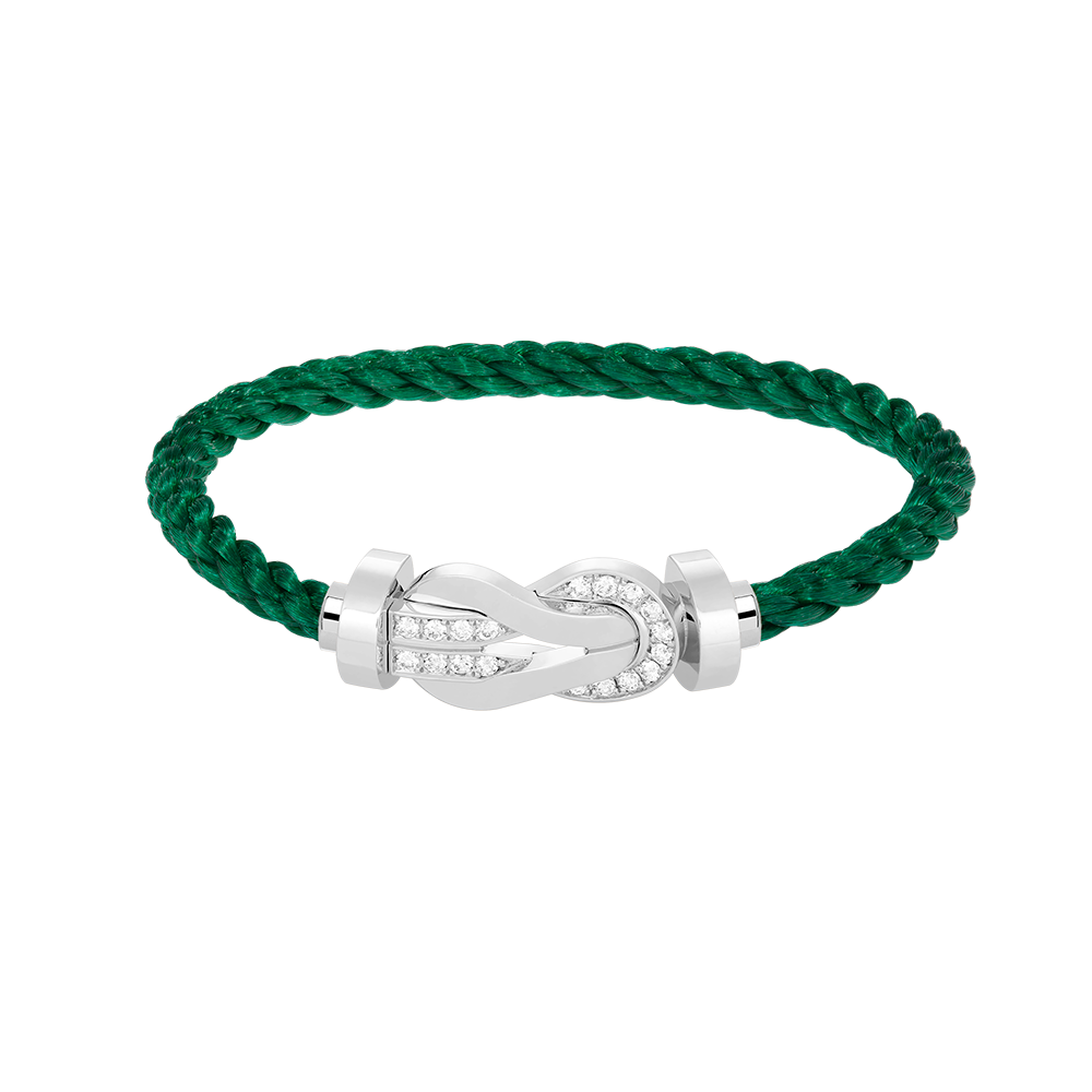 [Luxery]CHANCE LARGE 8 FIGURE BUCKLE HALF DIAMOND BRACELET SILVER