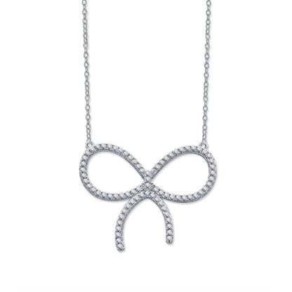 [⭐Luxery Jewels]CLAW SET RHODIUM PLATED BOW NECKLACE