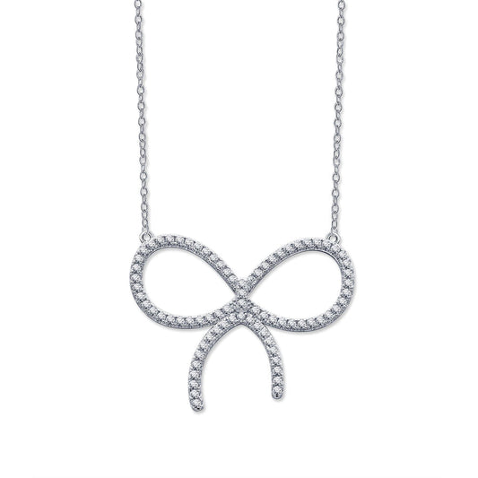 [⭐Luxery Jewels]CLAW SET RHODIUM PLATED BOW NECKLACE
