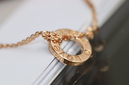 [Luxery]LOVE NECKLACE ADJUSTABLE ROSE GOLD 2 DIAMOND