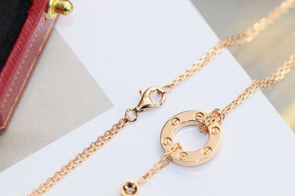 [Luxery]LOVE NECKLACE ADJUSTABLE ROSE GOLD 2 DIAMOND