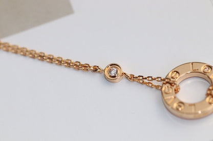 [Luxery]LOVE NECKLACE ADJUSTABLE ROSE GOLD 2 DIAMOND