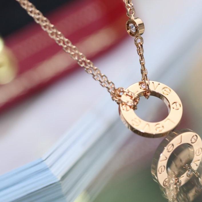 [Luxery]LOVE NECKLACE ADJUSTABLE ROSE GOLD 2 DIAMOND