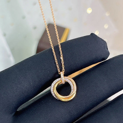 [Luxery]TRINITY NECKLACE SILVER GOLD PINK GOLD DIAMONDS