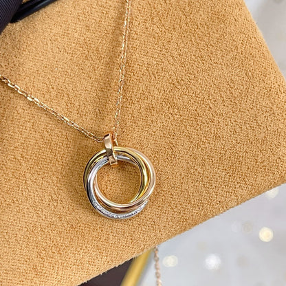 [Luxery]TRINITY NECKLACE SILVER GOLD PINK GOLD DIAMONDS