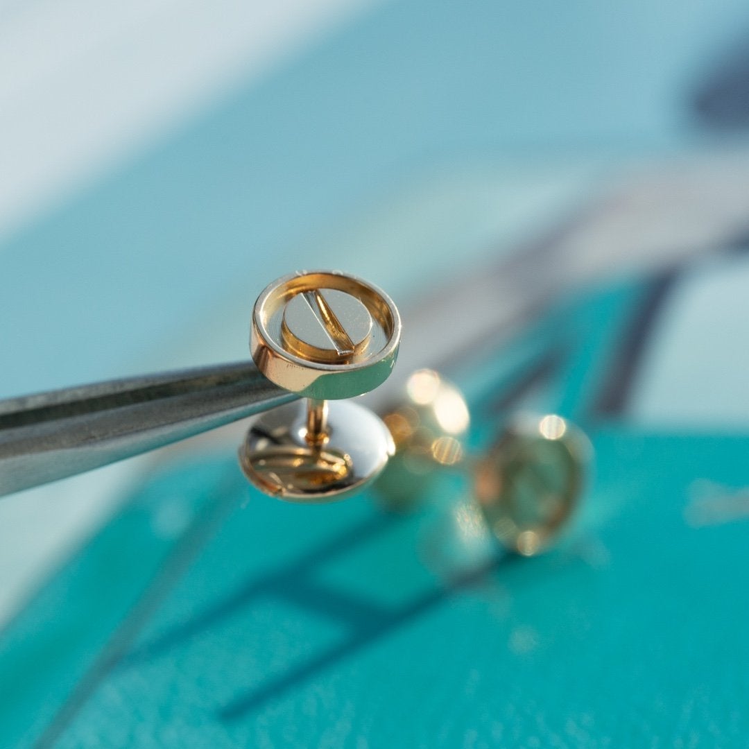 [Luxery]LOVE EARRINGS PINK GOLD 10MM