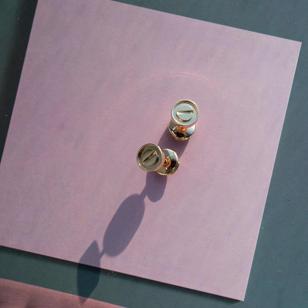 [Luxery]LOVE EARRINGS PINK GOLD 10MM