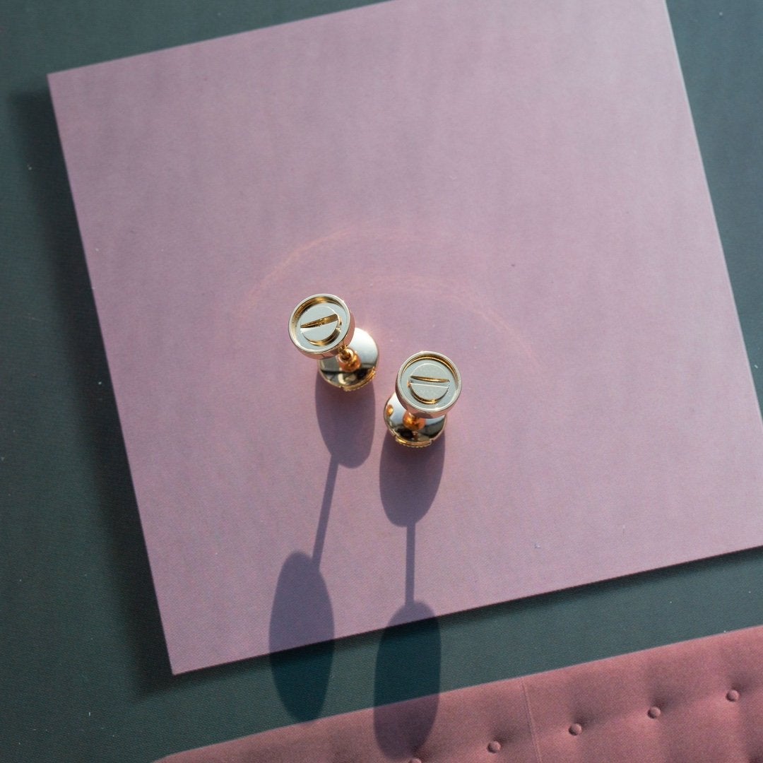 [Luxery]LOVE EARRINGS PINK GOLD 10MM