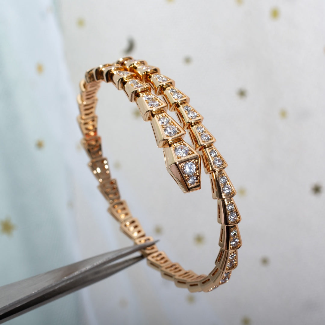 [⭐Luxery]セルペンティ ブレスレット 6.8MM ピンクゴールド ダイヤモンド