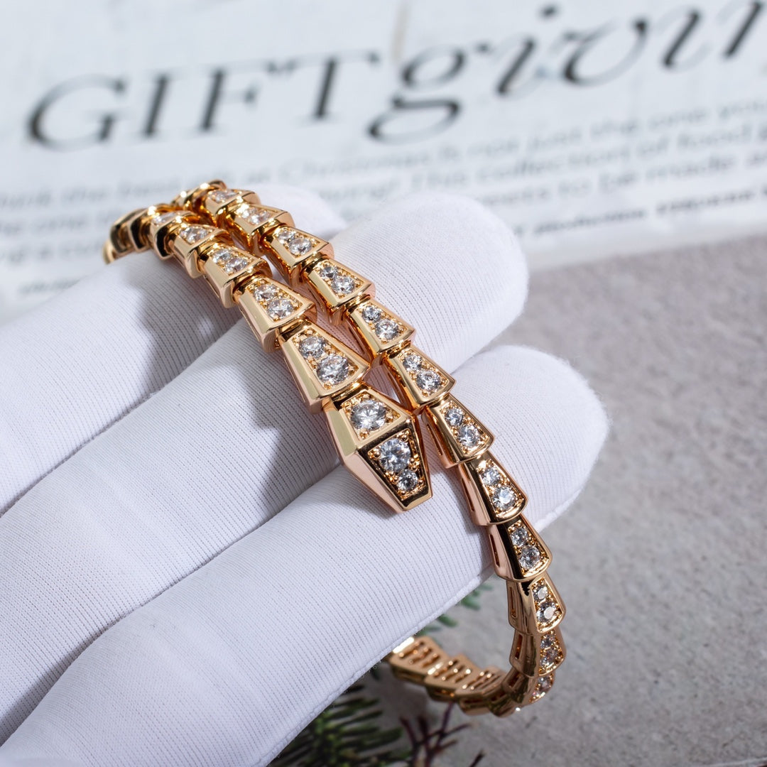 [⭐Luxery]セルペンティ ブレスレット 6.8MM ピンクゴールド ダイヤモンド