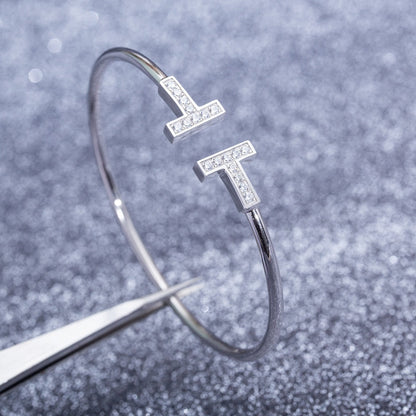 [⭐ラグジュアリー・ジュエルズ] Tブレスレット 1.8mm ダイヤモンド シルバー