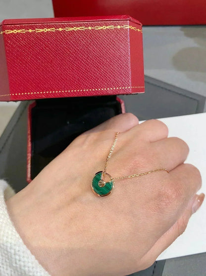 [Luxery]AMULETTE ROSE GOLD MALACHITE NECKLACE