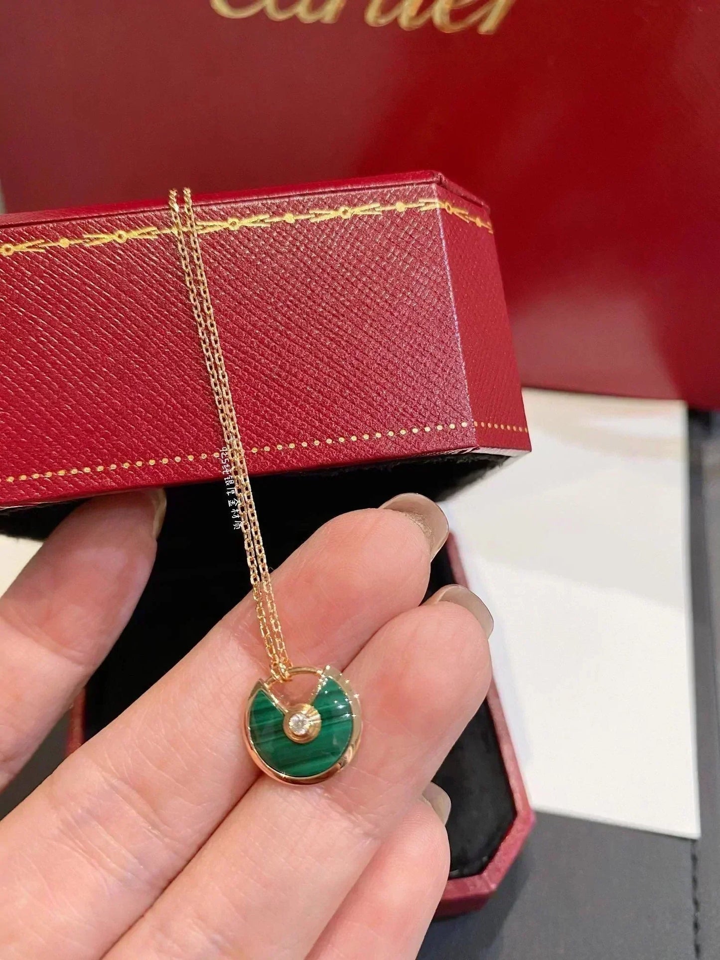 [Luxery]AMULETTE ROSE GOLD MALACHITE NECKLACE