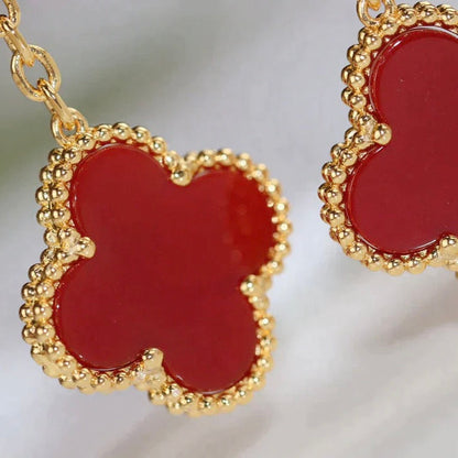 [Luxery]CLOVER  2 MOTIF  TIGER EYE CARNELIAN EARRINGS