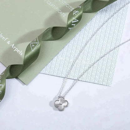 [Luxery]CLOVER  15MM DIAMOND LASER NECKLACE SILVER