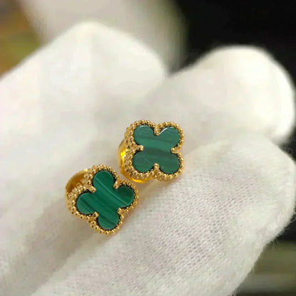 [Luxery]CLOVER MINI 9.5MM MALACHITE  EARRINGS