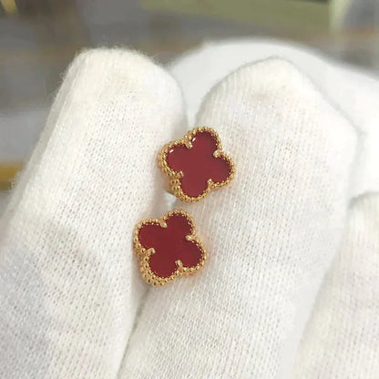 [Luxery]CLOVER MINI 9.5MM CARNELIAN EARRINGS