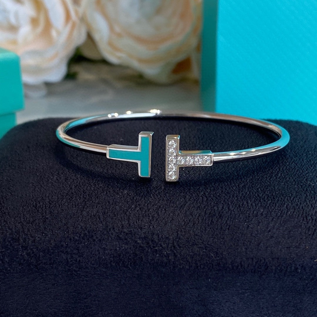[⭐Luxery Jewels]T-ARMBAND 1,8 MM TÜRKIS DIAMANT