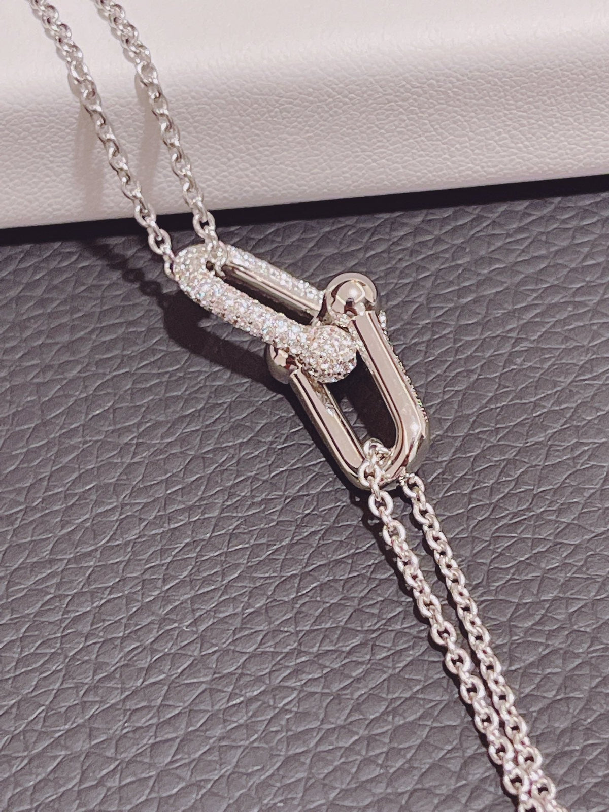 [⭐Luxery Jewels]HARDWEAR DOPPELGLIEDER-ANHÄNGER SILBER DIAMANT-HALSKETTE