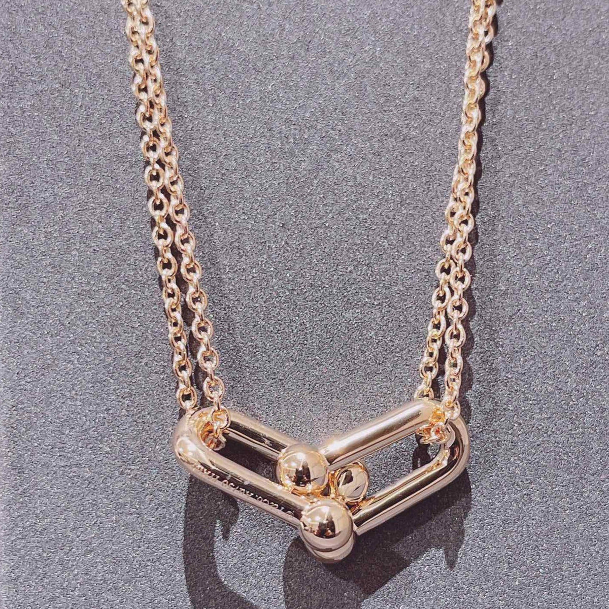 [⭐Luxery Jewels]HARDWEAR DOUBLE LINK PEDANT PINK GOLD NECKLACE