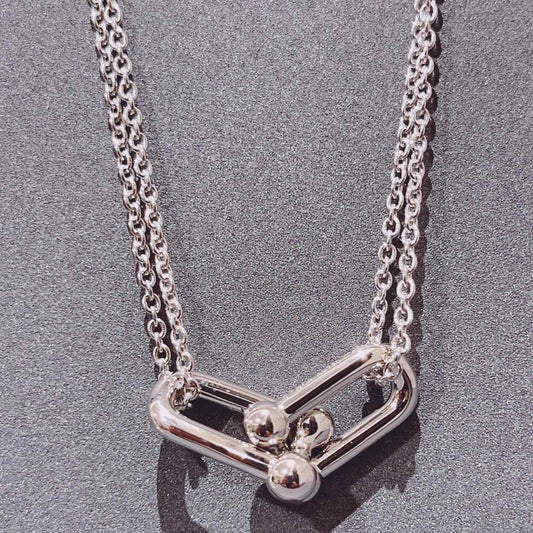[⭐Luxery Jewels]HARDWEAR DOUBLE LINK PEDANT SILVER NECKLACE