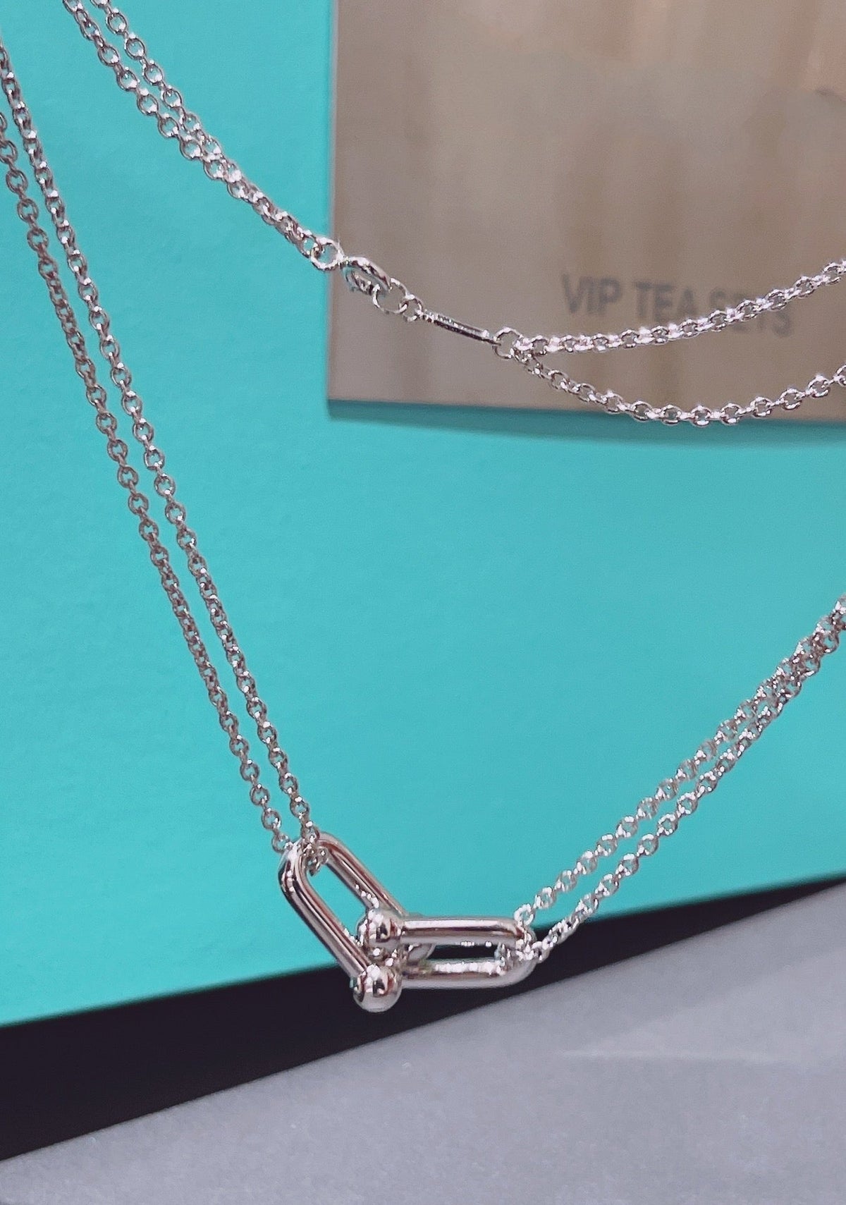 [⭐Luxery Jewels]ハードウェア ダブルリンク ペンダント シルバーネックレス