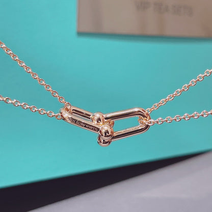 [⭐Luxery Jewels]HARDWEAR DOUBLE LINK PEDANT PINK GOLD NECKLACE
