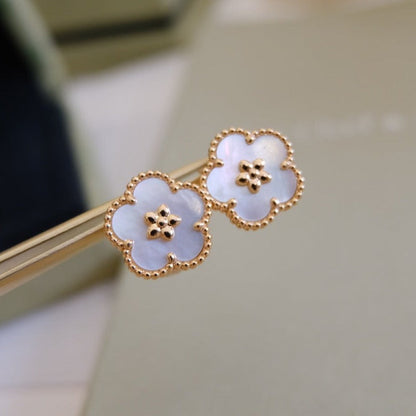 [Luxery]LUCKY PINK GOLD WHITE MOP EARRINGS