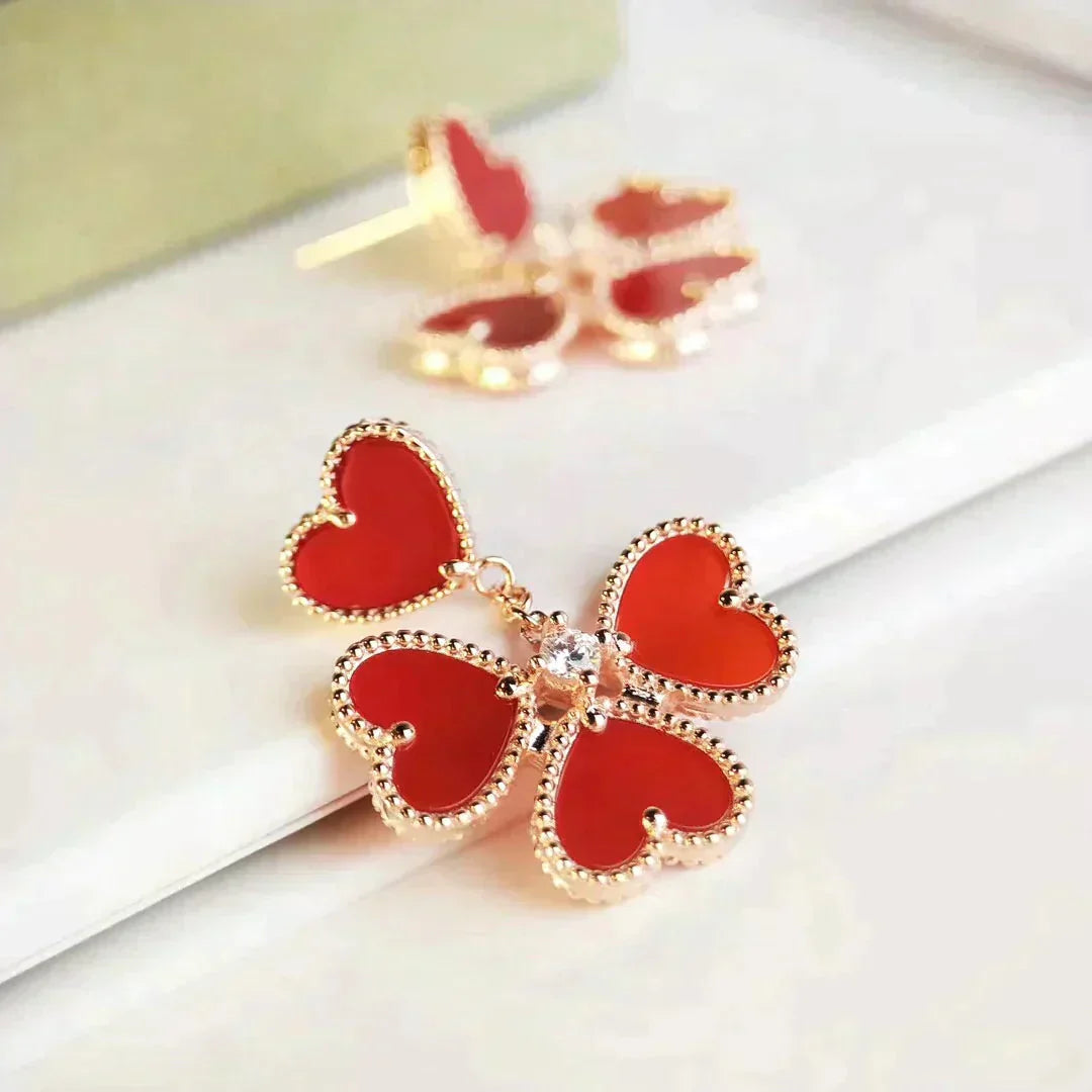 [Luxery]SWEET CLOVER CARNELIAN EARRINGS