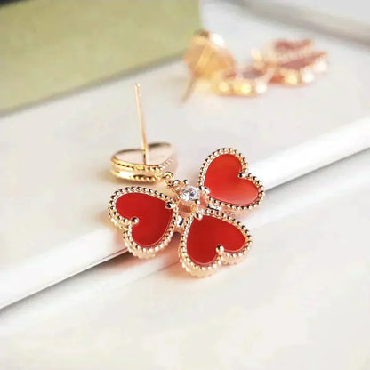 [Luxery]SWEET CLOVER CARNELIAN EARRINGS