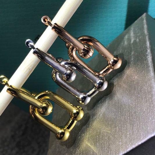 [⭐Luxery Jewels]HARDWARE DROP EARRINGS DOUBLE LINK