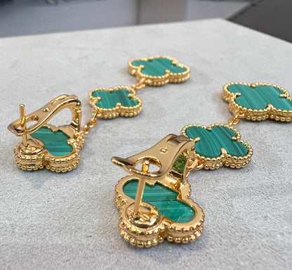 [Luxery]CLOVER MALACHITE 3 MOTIFS GOLD