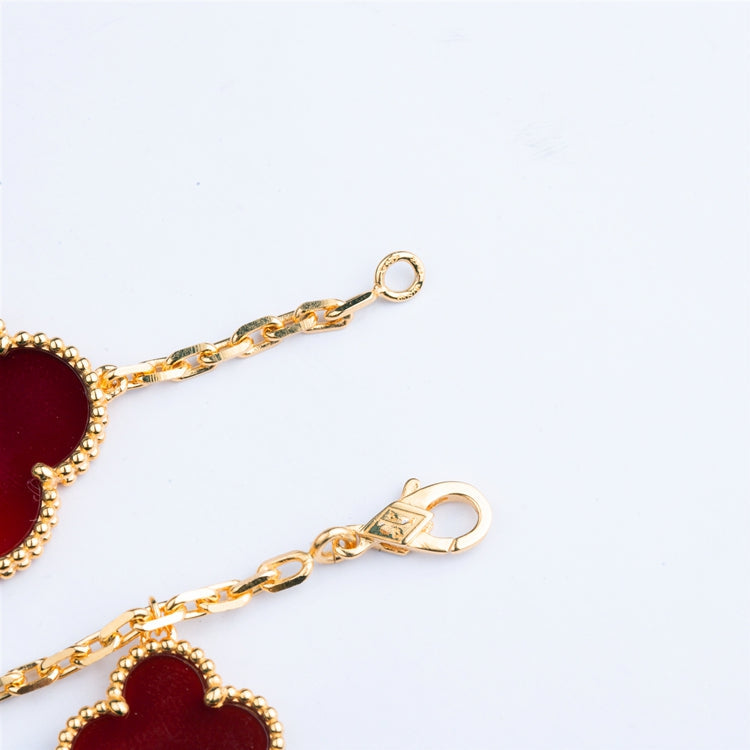 [Luxery]CLOVER BRACELET 5 MOTIFS CARNELIAN TIGER EYE