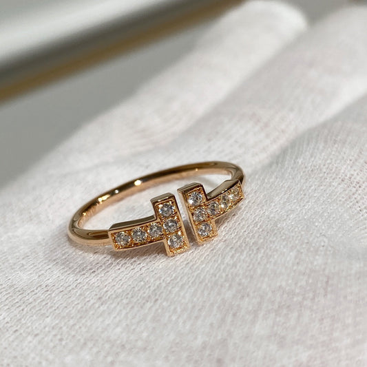 [⭐Luxery Jewels] WIRE RING DIAMOND PINK GOLD