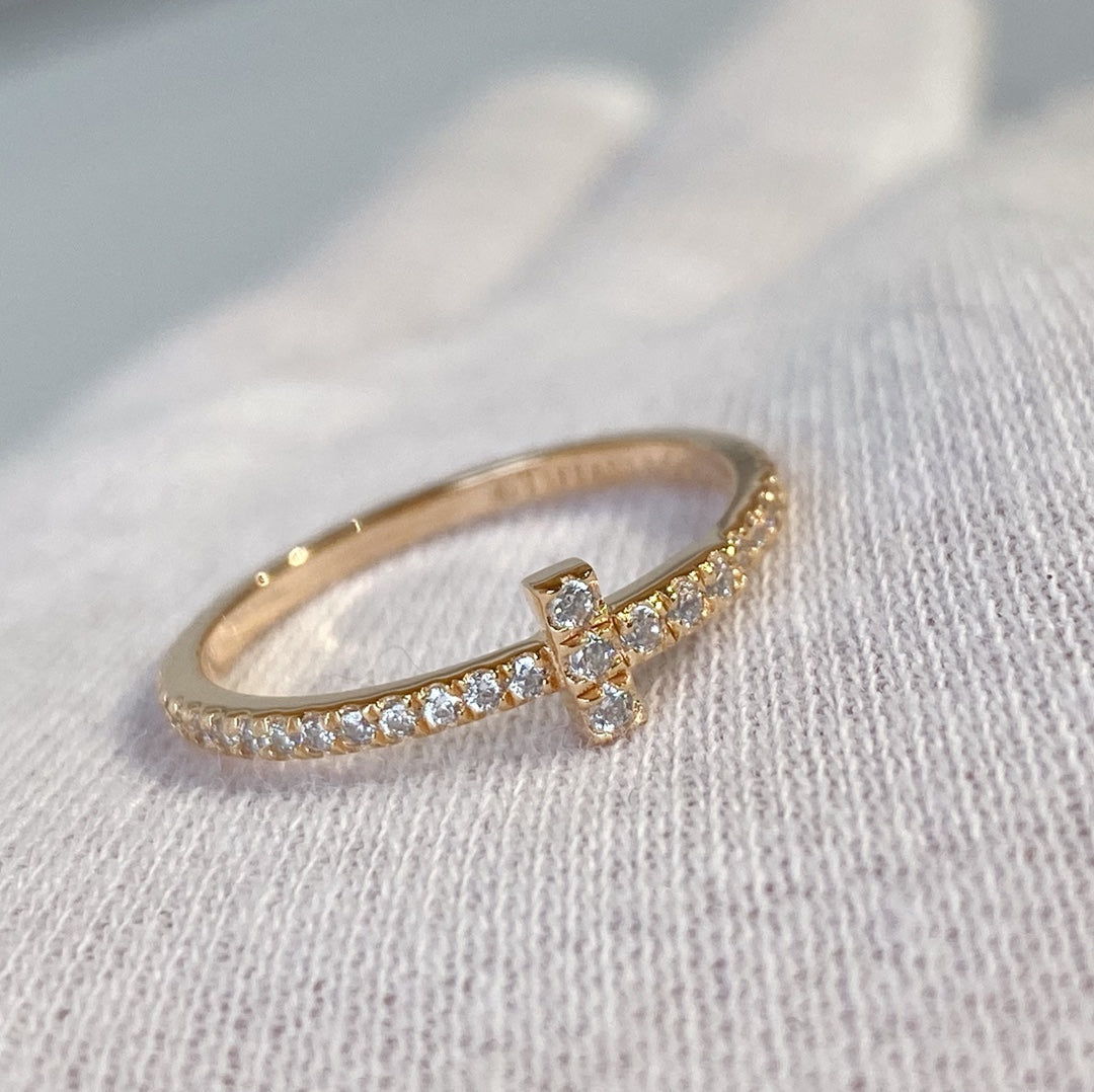 [⭐Luxery Jewels]T-RING DIAMANT ROSÉGOLD