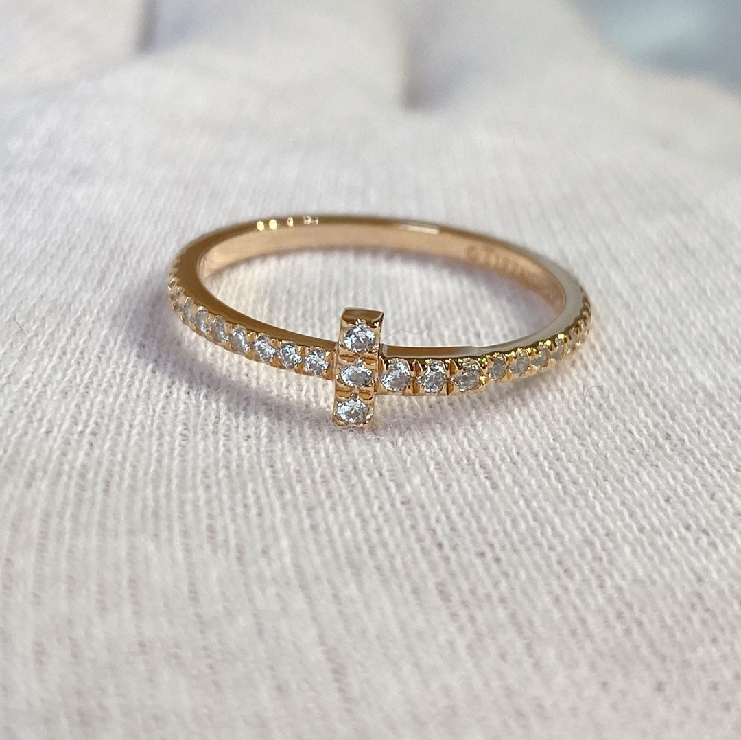 [⭐Luxery Jewels]T-RING DIAMANT ROSÉGOLD