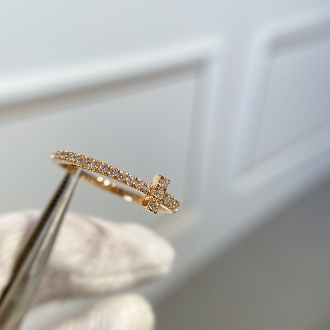 [⭐Luxery Jewels]T-RING DIAMANT ROSÉGOLD