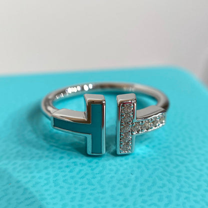 [⭐Luxery Jewels] DRAHT-TÜRKIS-DIAMANT-RING SILBER