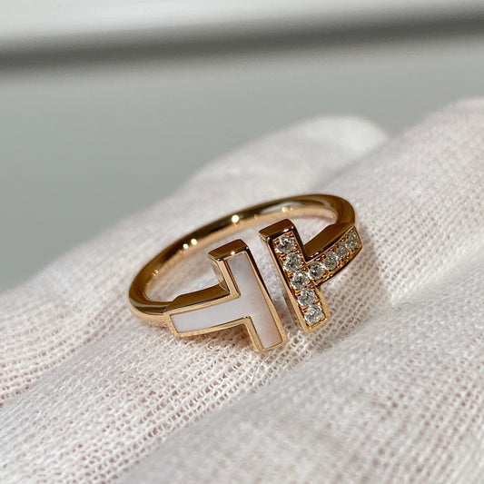 [⭐Luxery Jewels]T WIRE MOP DIAMOND RING PINK GOLD