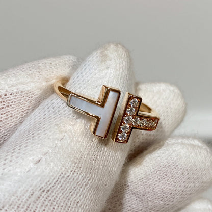 [⭐Luxery Jewels]T WIRE MOP DIAMOND RING PINK GOLD